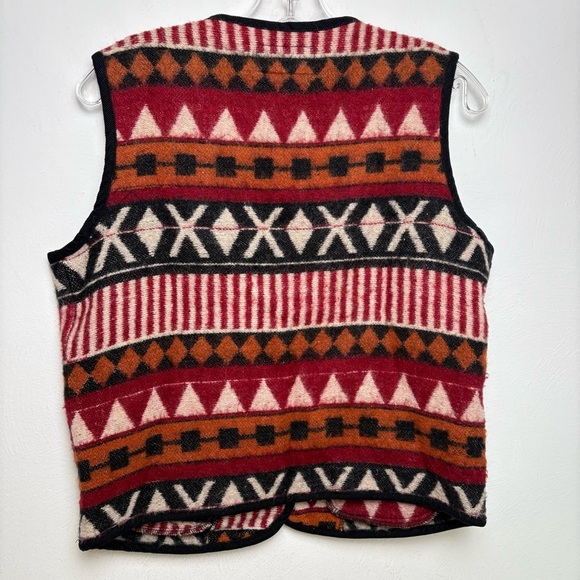 At Last Vintage Aztec Boho Bohemian Southwestern Tribal Wool Vest Unisex S - Picture 2 of 13